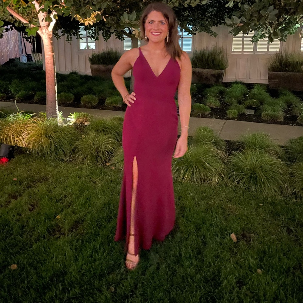 Dress the Population Iris Gown - Berry / dark magenta